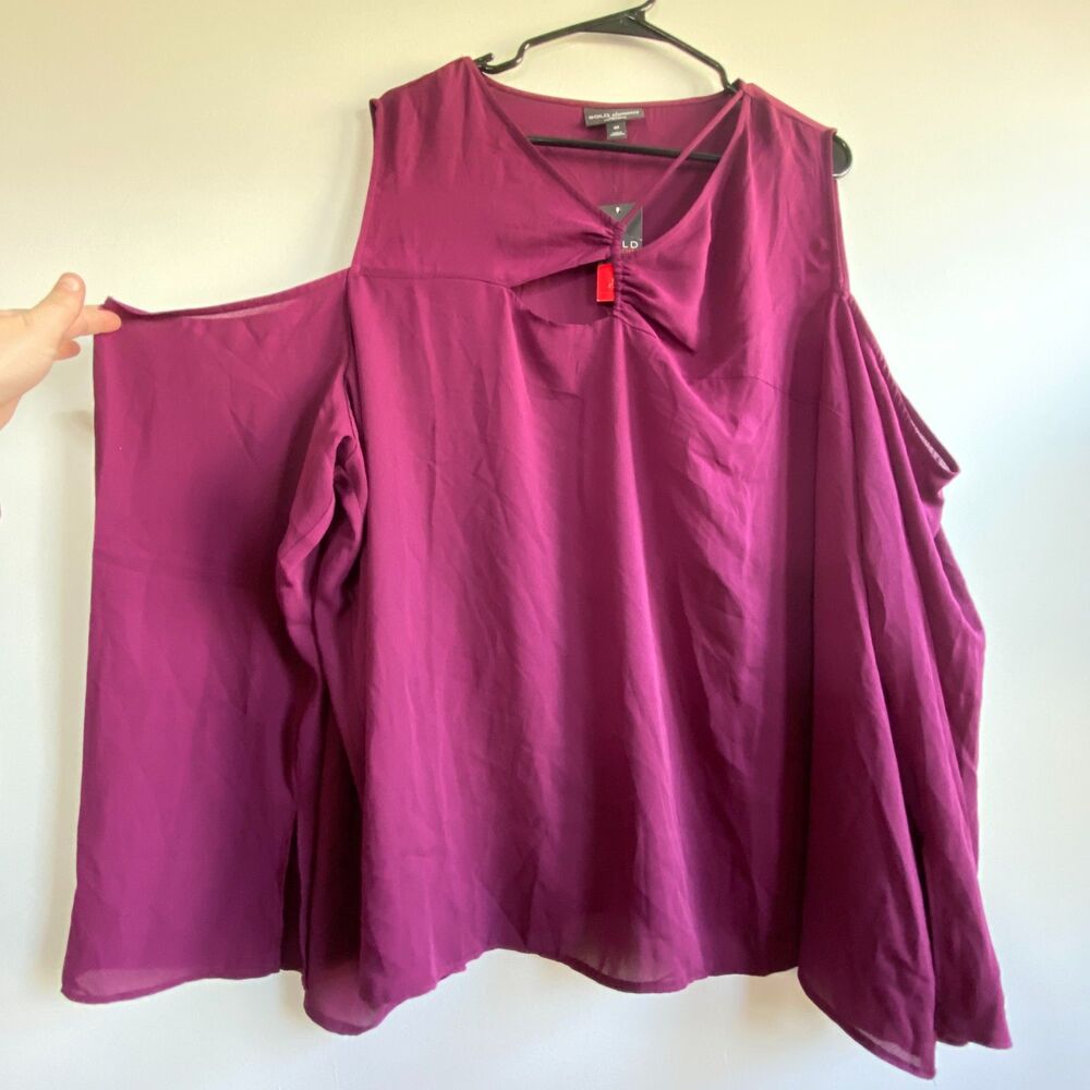 Bold Elements Cut to Curve Women Purple Paragon Cold Shoulder Tunic Plus 3X NEW